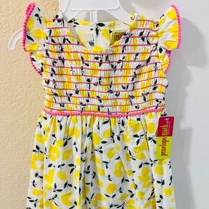 Penelope Mack Lemon Print Dress with Pink Accents